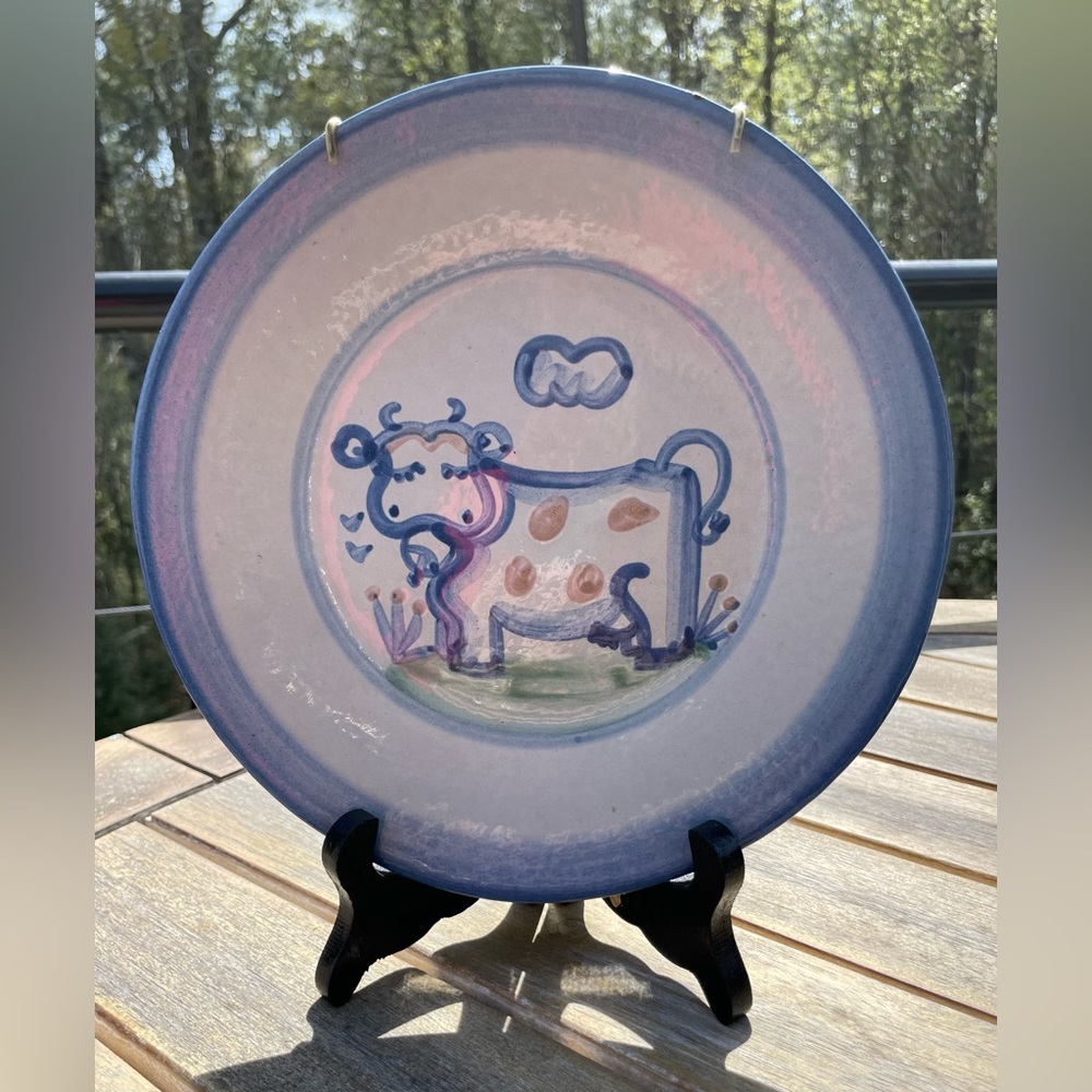 M.A. Hadley Cow Plate With Wall Plate Hanger
